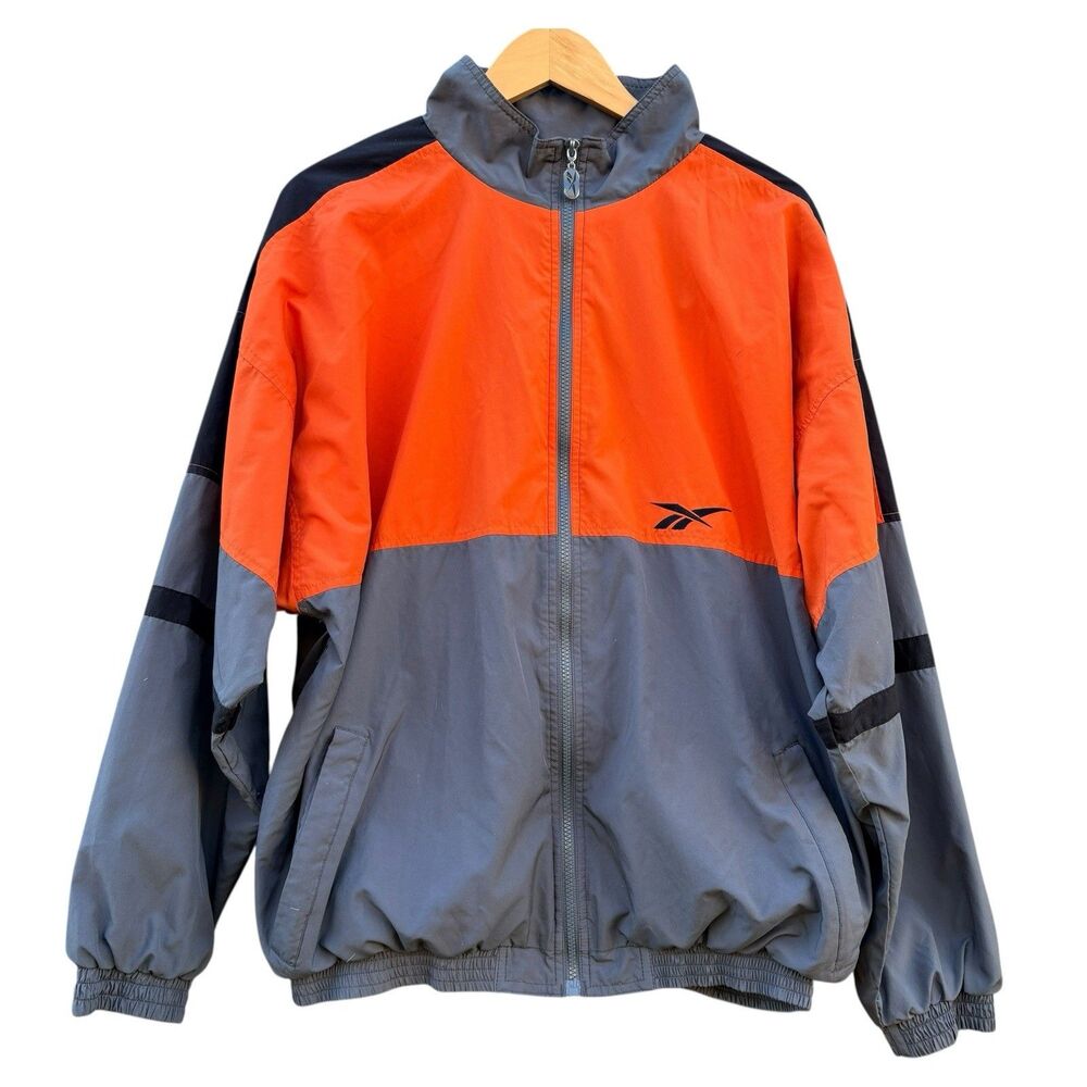 Reebok Windbreaker Jacket Mens L Color Block Vintage 90s Running Sports